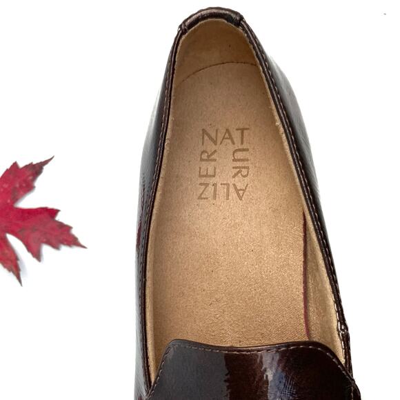 Naturalizer Cabaret Burgundy Patent Loafers | Block Heel Lug Sole Preppy Staple - Picture 7 of 16